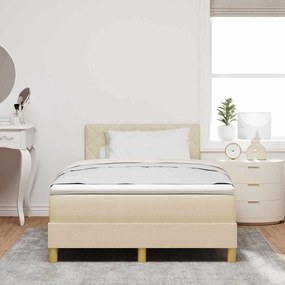 vidaXL LED Κρεβάτι με βάθρο με μαξιλάρι Κρεμ 120 x 190 cm ύφασμα
