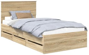 vidaXL Σκελετός Κρεβατιού Δρύς Sonoma 100 x 200 cm Μηχανήματος Ξύλο