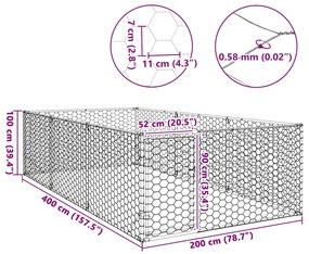 Κλουβί Σκύλου Εξωτερ. Χώρου με πόρτα 2x4x1 μ. Γαλβαν. Ατσάλι 4105412