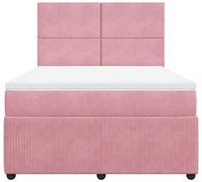 ΚΡΕΒΑΤΙ BOXSPRING ΜΕ ΣΤΡΩΜΑ ΡΟΖ 140X200 ΕΚ. ΒΕΛΟΥΔΙΝΟ 3292357