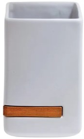 Ποτήρι Μπάνιου Κεραμικό Bamboo Oslo White 7,6x7,6x11,8 - Spirella