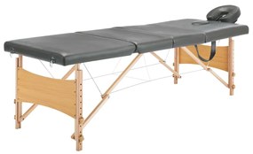 vidaXL Κρεβάτι Μασάζ 4 Θέσεων Ανθρακί 186x68 εκ. με Ξύλινο Σκελετό