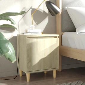 vidaXL Κομοδίνο Sonoma Δρυς 40 x 30 x 50 εκ. με Μασίφ Ξύλινα Πόδια