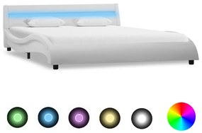 vidaXL Πλαίσιο Κρεβατιού με LED Λευκό 140x200 εκ. από Συνθετικό Δέρμα
