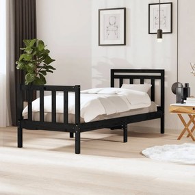 vidaXL Πλαίσια κρεβατιού Μαύρο 75 x 190 cm Solid Pine Wood