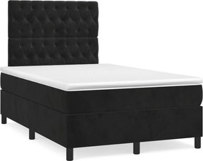 vidaXL Κρεβάτι Boxspring με Στρώμα Μαύρο 120 x 200 εκ. Βελούδινο