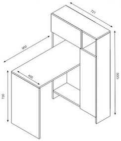 ΓΡΑΦΕΙΟ ΜΕ ΒΙΒΛΙΟΘΗΚΗ ALCOTT HM9087.01 ΛΕΥΚΟ ΚΑΡΥΔΙ 90x72,1x120Y εκ. - HM9087.01