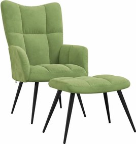 vidaXL Πολυθρόνα Relax Ανοιχτό Πράσινο Βελούδινη με Σκαμπό