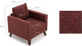 Πολυθρόνα Μπορντό BELLA 81x82x85