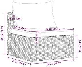 vidaXL Σαλόνι Κήπου 4 Τεμαχίων Γκρι από Συνθετικό Ρατάν με Μαξιλάρια