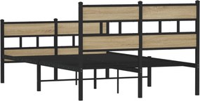 vidaXL Σκελετός Κρεβ. Χωρίς Στρώμα Sonoma Δρυς 120x200 εκ. Μεταλλικό