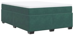 vidaXL Κρεβάτι Boxspring με Στρώμα Σκούρο Πράσινο 140x190εκ. Βελούδινο