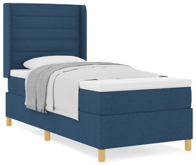 vidaXL κρεβάτι Box Spring με στρώμα  Μπλε 90x190 εκ υφάσματος