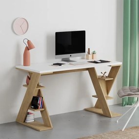 Megapap Γραφείο Εργασίας Papillon Sapphire Oak - Λευκό 137x60x75εκ