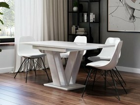 Τραπέζι Goodyear 104, Γυαλιστερό λευκό, 75x80x120cm, Επιμήκυνση, Πλαστικοποιημένη μοριοσανίδα