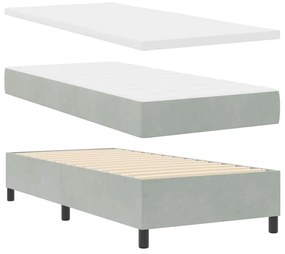 vidaXL Κρεβάτι Box Spring LED με Στρώμα Ανοιχτό γκρι 90 x 200 cm