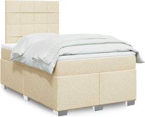 vidaXL Κρεβάτι Boxspring με Στρώμα Κρεμ 120x200 εκ. Υφασμάτινο