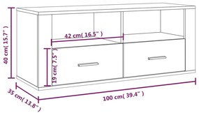 Έπιπλο Τηλεόρασης Καφέ Δρυς 100x35x40 εκ. Επεξεργασμένο Ξύλο - Καφέ