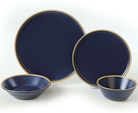 Σερβίτσιο Πιάτα Φαγητού (Σετ 24Τμχ) 275KRM1933 Dark Blue-Gold Hermia 24 τμχ Ceramic