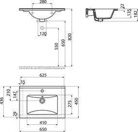 Creavit SU065 - Νιπτήρας Επίπλου / Κρεμαστός 65x45