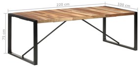 vidaXL Τραπεζαρία 220 x 100 x 75 εκ. από Μασίφ Ξύλο