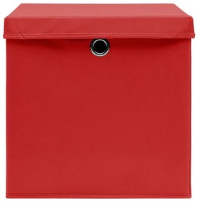 Κουτιά Αποθήκευσης με Καπάκια 4 τεμ. Κόκκινα 28 x 28 x 28 εκ. - Κόκκινο