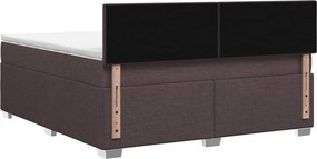 vidaXL Κρεβάτι Box Spring με Στρώμα και LED Σκούρο Καφέ 140 x 200 cm