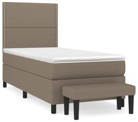 vidaXL Κρεβάτι Boxspring με Στρώμα Taupe 90x190 εκ.Υφασμάτινο