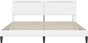 vidaXL Σκελετός Κρεβατιού με κεφαλάρι Λευκό 200 x 200 cm Τεχνητό Δέρμα