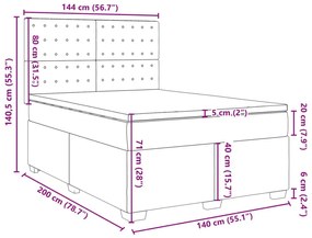 Κρεβάτι Boxspring με Στρώμα Μαύρο 140x200 εκ. Βελούδινο - Μαύρο