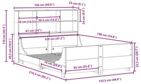 Κρεβάτι Βιβλιοθήκη Χωρίς Στρώμα 120x190 εκ Μασίφ Πεύκο - Λευκό