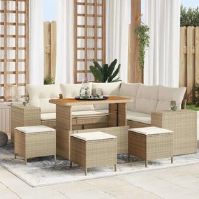 vidaXL Σετ Καναπέ Κήπου με μαξιλάρι 9 pcs Μπεζ, Κρέμα 110 x 55 x 71 εκ