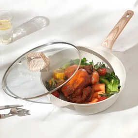 VEVOR 17 Piece Pots and Pans Set Granite Nonstick Kitchen Cookware White