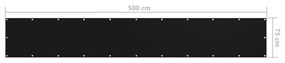 Διαχωριστικό Βεράντας Μαύρο 75 x 500 εκ. Ύφασμα Oxford - Μαύρο
