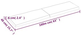 Επιφ Τραπεζιού Αν Καφέ 160x40x(2-6)εκ.Ακατέργ. Μασίφ Ξύλο Δρυός - Καφέ