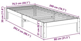 ΣΚΕΛΕΤΟΣ ΚΡΕΒ. ΧΩΡΙΣ ΣΤΡΩΜΑ 80X200 ΕΚ. ΜΑΣΙΦ ΞΥΛΟ ΠΕΥΚΟΥ 859214