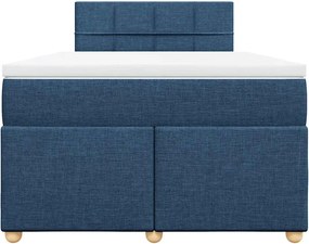 vidaXL Κρεβάτι Boxspring με Στρώμα Μπλε 120x190 εκ. Υφασμάτινο
