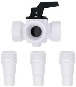 vidaXL Σφαιρική Βαλβίδα Πισίνας 3 Κατευθύνσεων Λευκή και Μαύρη