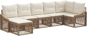 vidaXL Σετ Καναπέ Κήπου 7 pcs Μπεζ συνθετικό ρατάν