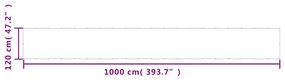 vidaXL Διαχωριστικό Βεράντας Κρεμ 120x1000εκ 100% Πολ. Ύφασμα Oxford