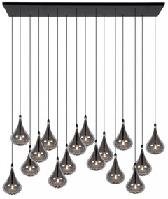 Φωτιστικό Κρεμαστό Lucide 70434-16-30 TEARS Μαύρο Ματ (Black Mat)|Φυμέ (Smoke) 3000 K
