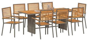 vidaXL Σέτ φαγητού για κήπο 9 pcs Γκρι και Καφέ συνθετικό ρατάν