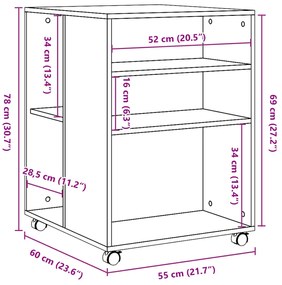 ΒΟΗΘΗΤΙΚΟ ΤΡΑΠΕΖΙ ΜΕ ΡΟΔΕΣ ΓΚΡΙ SONOMA 55X60X78 ΕΚ ΕΠΕΞ. ΞΥΛΟ 853160