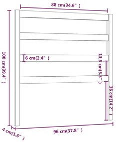 vidaXL Κεφαλάρι Κρεβατιού 96 x 4 x 100 εκ. από Μασίφ Ξύλο Πεύκου