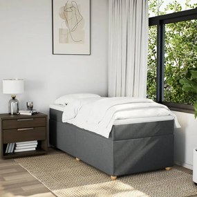 vidaXL Κρεβάτι Boxspring με Στρώμα Σκούρο Γκρι 100x200 εκ. Υφασμάτινο