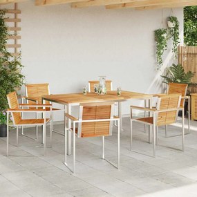 vidaXL Σέτ φαγητού για κήπο 7 pcs Συμπαγές Ξύλο Τικ