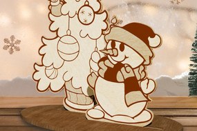 Σετ των 3 Intra απο ξύλο plywood 3mm-4mm πάχος Χριστουγεννιάτικο περίπτερο με χιονάνθρωπο Δίασταση 2x2 cm INTRAFABR-108342585