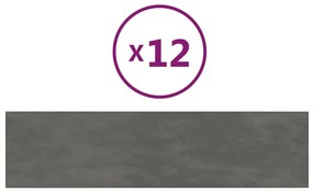 vidaXL Πάνελ Τοίχου 12 τεμ. Σκούρο Γκρι 60x15 εκ. 1,08 μ² Βελούδο