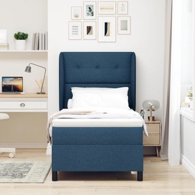 vidaXL Κρεβάτι Box Spring με Στρώμα Μπλε 80x200 εκ. Υλικό