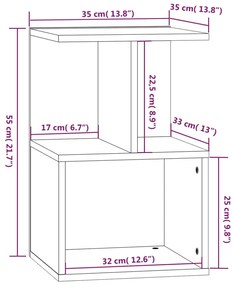 Κομοδίνα 2 Τεμ. Καφέ Δρυς 35x35x55 εκ. από Επεξεργασμένο Ξύλο - Καφέ